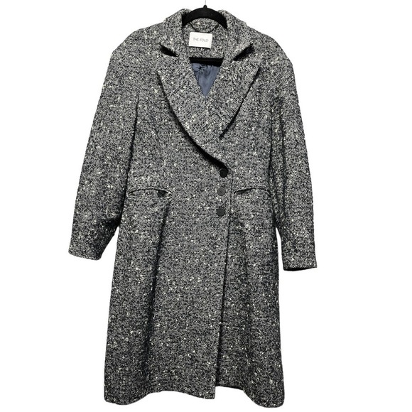 The Fold Monaco Coat Navy And Cream Boucle Wool / Size- 8 - Picture 1 of 16